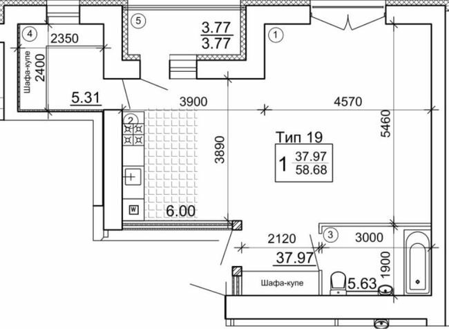 1-кімнатна 58.68 м² в Мкрн Академічний від 20 100 грн/м², Вінниця