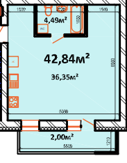 1-комнатная 42.84 м² в ЖК StyleUP от 26 000 грн/м², с. Липины