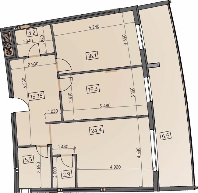 2-комнатная 93.37 м² в ЖК Crystal от 19 150 грн/м², Ужгород