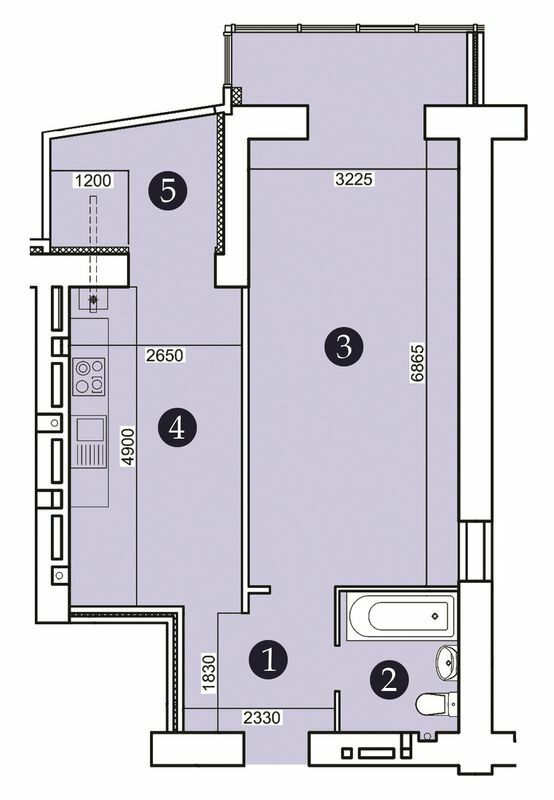 1-кімнатна 53.59 м² в ЖК Олександрівський 2 від 16 400 грн/м², Запоріжжя