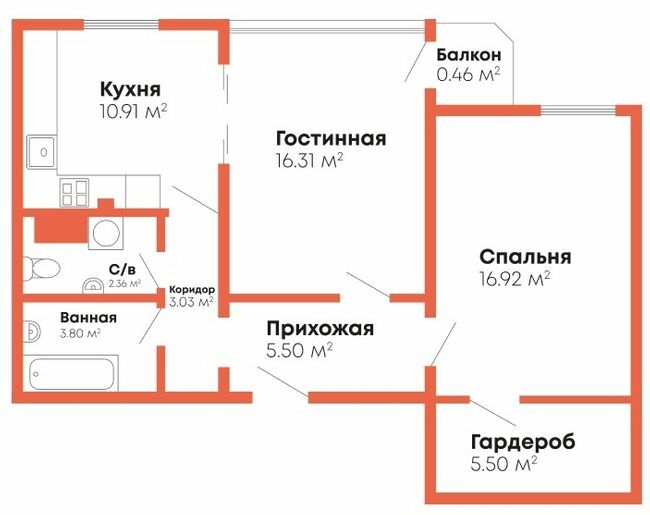 2-комнатная 64.79 м² в Мкрн Гражданский посад от 13 300 грн/м², Николаев