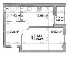 1-кімнатна 46.94 м² в ЖК Standard LUX від 32 000 грн/м², Полтава