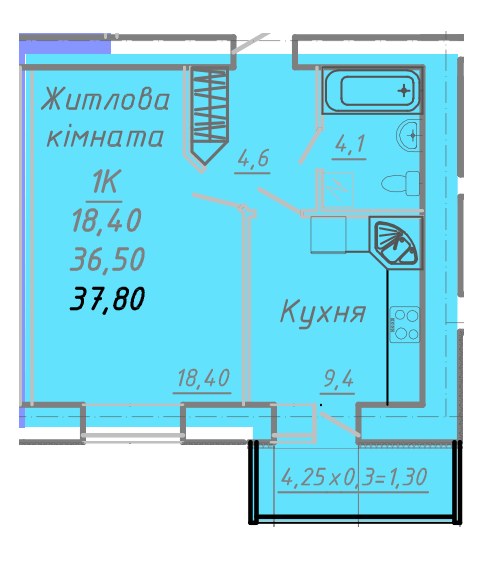 1-кімнатна 37.8 м² в ЖК на вул. Никитченко, 3 від 18 900 грн/м², Полтава