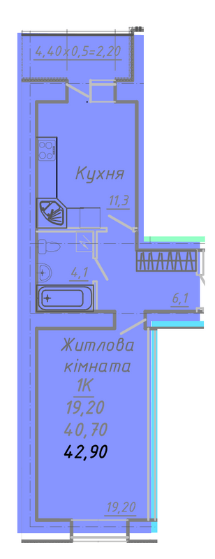 1-кімнатна 42.9 м² в ЖК на вул. Никитченко, 3 від 20 500 грн/м², Полтава