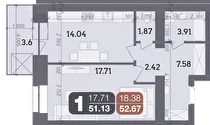 1-комнатная 51.13 м² в ЖК Стандарт от 23 000 грн/м², Полтава