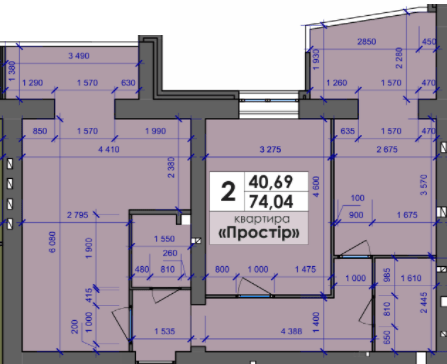 2-кімнатна 74.04 м² в ЖК Петровський Квартал від 13 900 грн/м², с. Щербані
