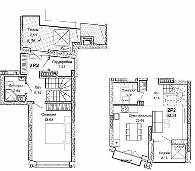 Двухуровневая 63.34 м² в ЖК Pokrovsky Apart Complex от 31 550 грн/м², Ровно