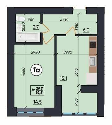 1-комнатная 39.3 м² в ЖК На Щасливому от 21 800 грн/м², Ровно