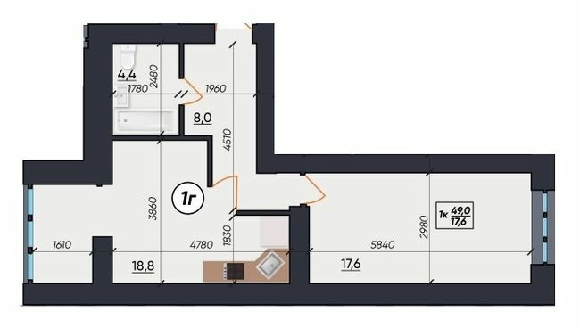 1-кімнатна 49 м² в ЖК На Щасливому від 21 800 грн/м², Рівне