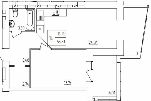 1-кімнатна 55.81 м² в ЖК Синергія Light від 14 000 грн/м², Рівне