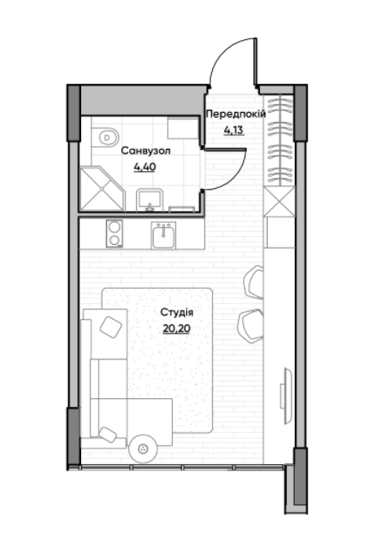 Студія 28.73 м² в ЖК Lucky Land від 49 678 грн/м², Київ