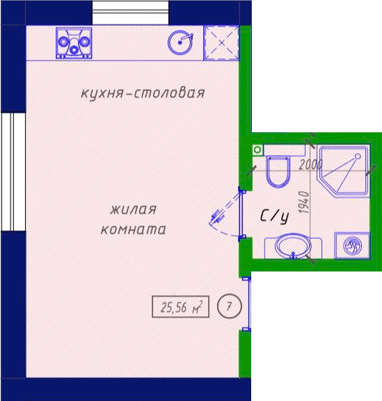 Студия 25.58 м² в ЖК Craft House от 17 750 грн/м², Сумы