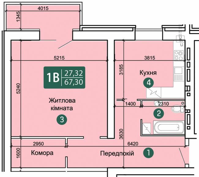 1-кімнатна 67.3 м² в ЖК Зарічний від 15 200 грн/м², Суми