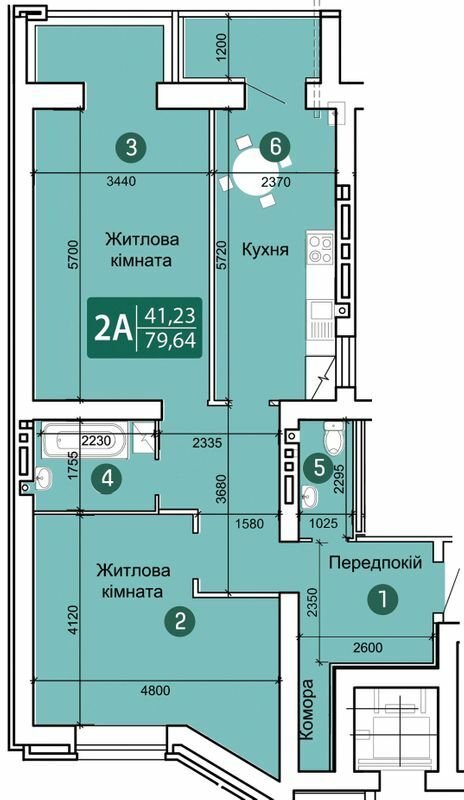 2-комнатная 79.64 м² в ЖК Заречный от 14 900 грн/м², Сумы