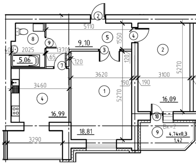 2-кімнатна 67.73 м² в ЖК Еспланада від 14 300 грн/м², Суми