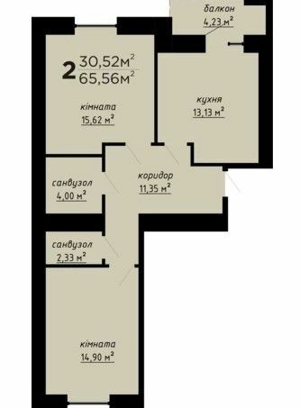 2-кімнатна 65.56 м² в ЖК День і ніч від 16 500 грн/м², Тернопіль