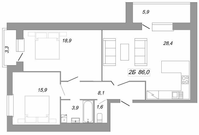 2-кімнатна 86 м² в ЖК Рідний Дім від 12 500 грн/м², Тернопіль