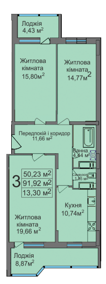 3-кімнатна 91.92 м² в ЖК на вул. Тараскова, 5 від 17 500 грн/м², Черкаси