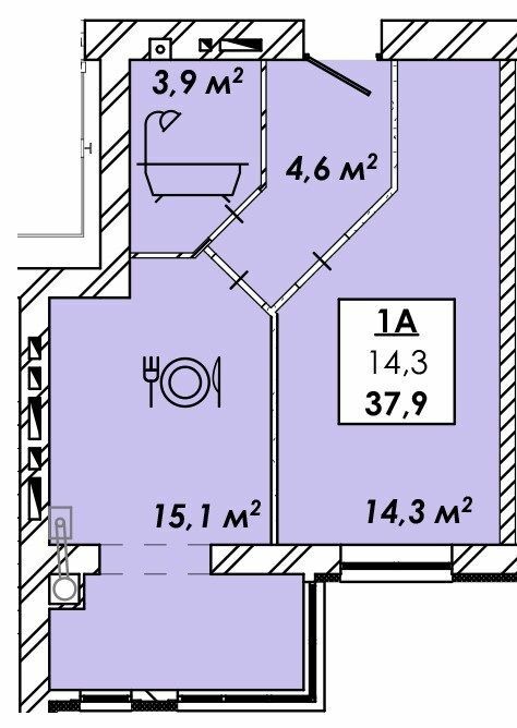 1-кімнатна 37.9 м² в ЖК Рідний дім від 17 500 грн/м², Черкаси