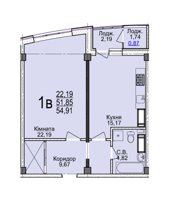1-комнатная 54.91 м² в ЖК Свято-Троицкий посад от 18 500 грн/м², Черкассы