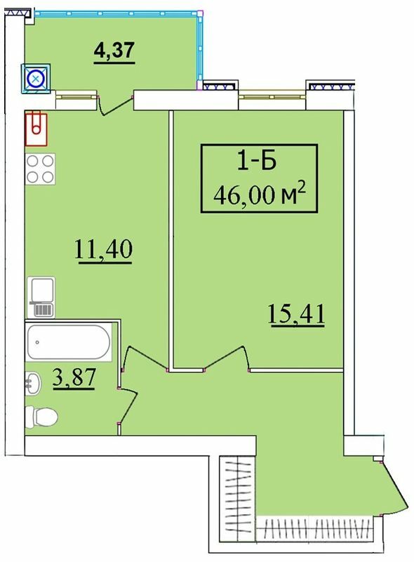 1-комнатная 46 м² в ЖК Комфортный от 15 200 грн/м², Чернигов