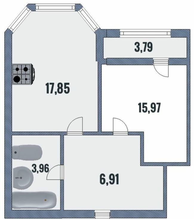 1-комнатная 48.48 м² в ЖК Лесной от 16 000 грн/м², Чернигов