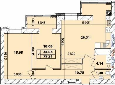 2-кімнатна 79.21 м² в ЖК Масани Панорама від 16 500 грн/м², Чернігів