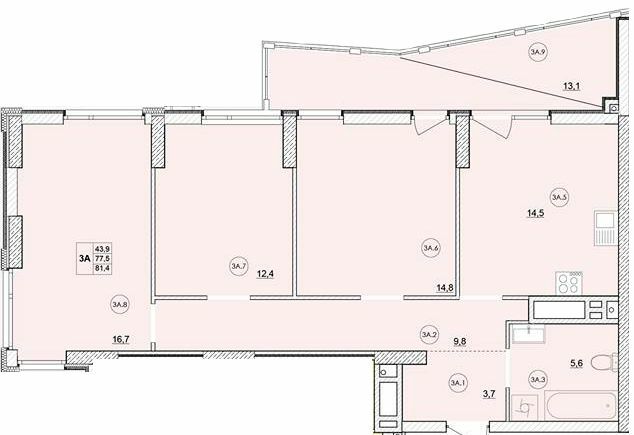 3-комнатная 81.4 м² в ЖК Масаны Сити от 17 200 грн/м², Чернигов