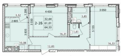 2-кімнатна 64.53 м² в ЖК Масани Сіті від 16 900 грн/м², Чернігів