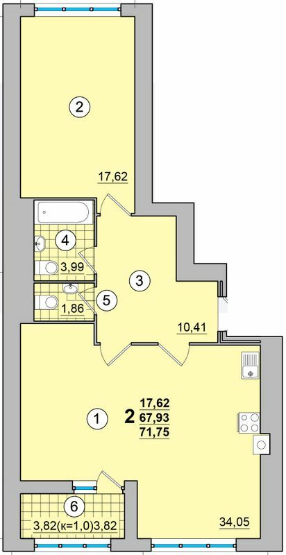 2-кімнатна 71.75 м² в ЖК на Масанах від 13 500 грн/м², Чернігів