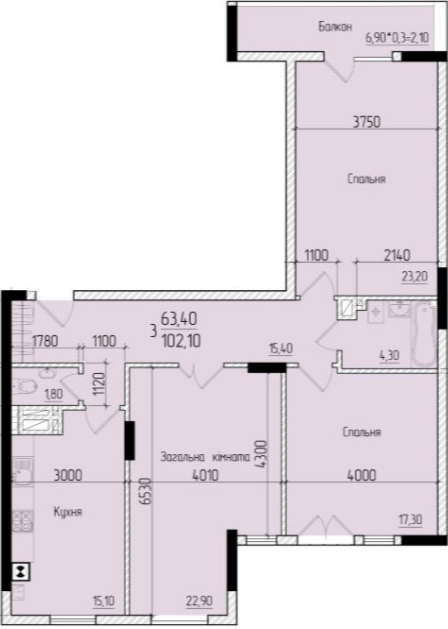 3-кімнатна 102.1 м² в ЖК Comfort Hall від 16 400 грн/м², Чернівці