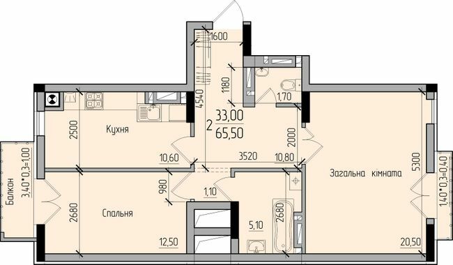 2-кімнатна 65.5 м² в ЖК Comfort Hall від 15 650 грн/м², Чернівці