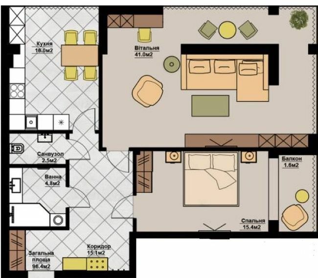 2-комнатная 96.4 м² в ЖК Счастливая семья от 14 950 грн/м², Черновцы