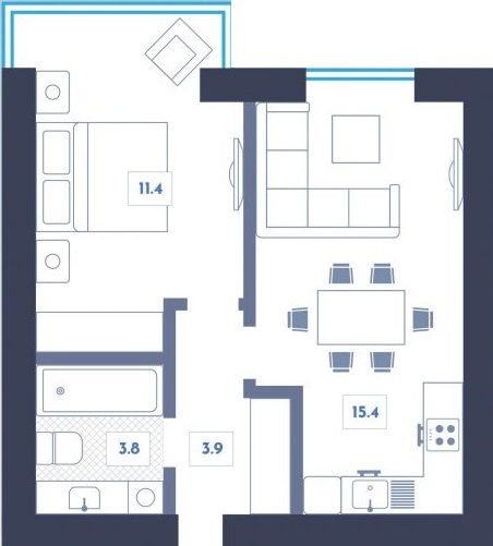 1-комнатная 34.5 м² в ЖК Club House от 26 000 грн/м², Киев