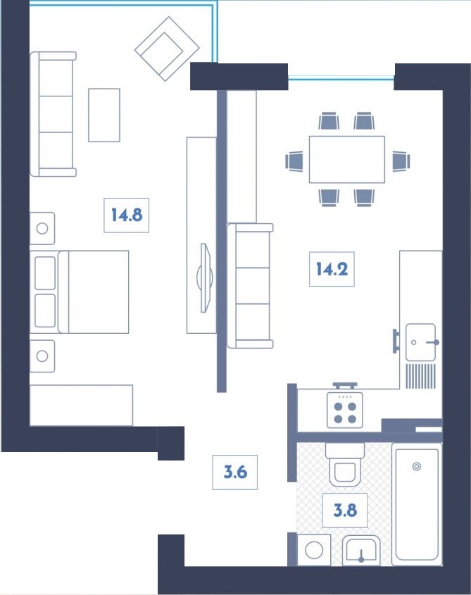 1-комнатная 36.4 м² в ЖК Club House от 26 000 грн/м², Киев