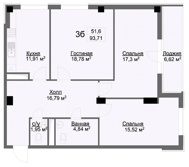 3-кімнатна 92 м² в ЖК Журавлі від 25 850 грн/м², Харків