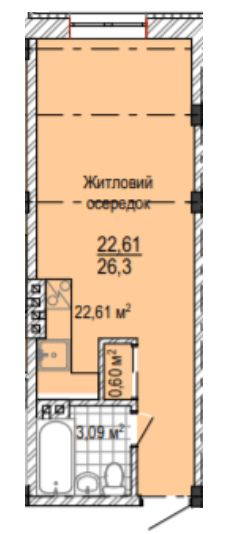 1-кімнатна 26.3 м² в ЖК НАДІЯ від 19 150 грн/м², Харків