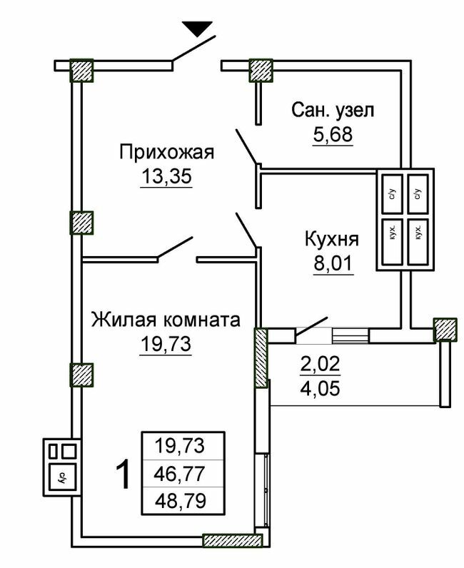 1-комнатная 48.79 м² в ЖК Слобожанский квартал-2 от 25 750 грн/м², Харьков