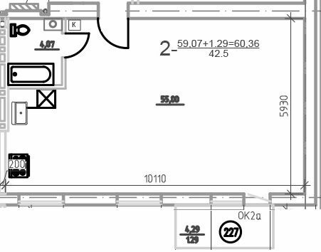 2-кімнатна 60.36 м² в ЖК Слобожанська Слобода від 21 000 грн/м², смт Слобожанське