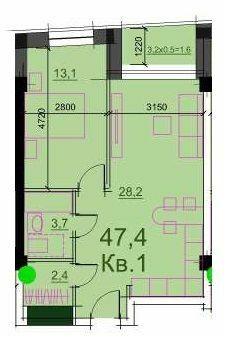 1-комнатная 49 м² в ЖК Loft White от 36 050 грн/м², Днепр