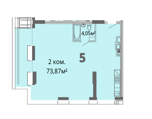 2-кімнатна 73.87 м² в ЖК Грані від 26 200 грн/м², Дніпро