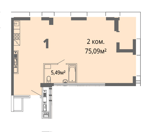 2-комнатная 75.09 м² в ЖК Грани от 26 200 грн/м², Днепр