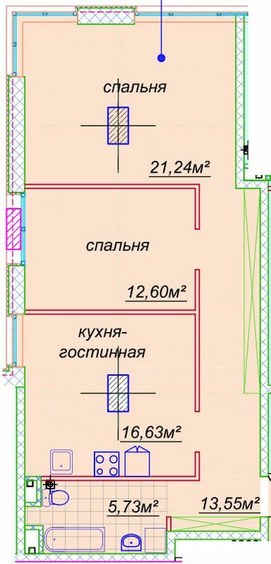 3-кімнатна 71.93 м² в ЖК Миронова від 30 050 грн/м², Дніпро