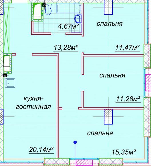 3-комнатная 79.01 м² в ЖК Миронова от 30 050 грн/м², Днепр