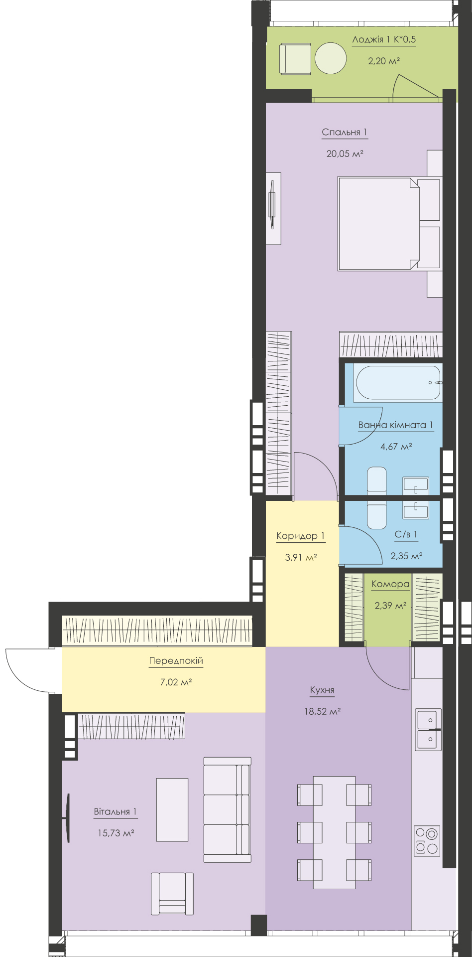 2-кімнатна 76.84 м² в ЖК Новий Поділ від 63 974 грн/м², Київ