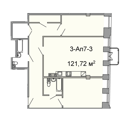 3-кімнатна 121.72 м² в ЖК Троїцький від 43 250 грн/м², Дніпро