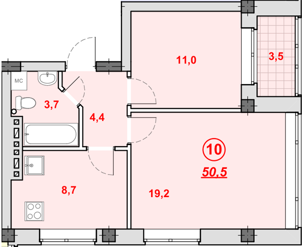 1-кімнатна 50.5 м² в ЖК Південний від 23 250 грн/м², Дніпро