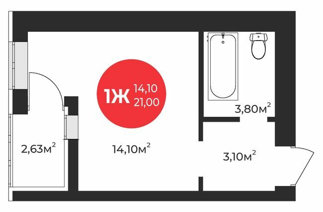 1-кімнатна 21 м² в ЖК Молодість від 25 050 грн/м², м. Ірпінь