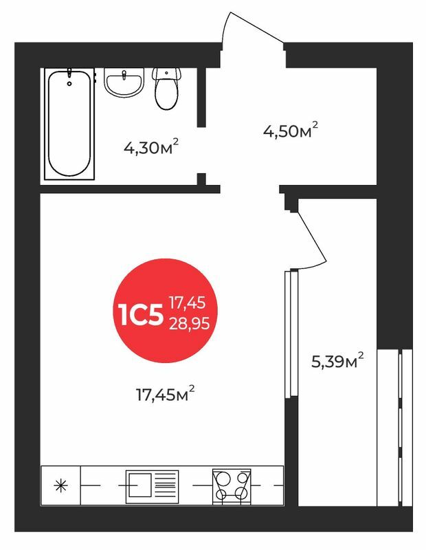 1-комнатная 28.95 м² в ЖК Молодость от 23 800 грн/м², г. Ирпень