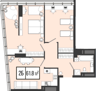 2-комнатная 61.8 м² в ЖК Mont Blan от 31 300 грн/м², Днепр